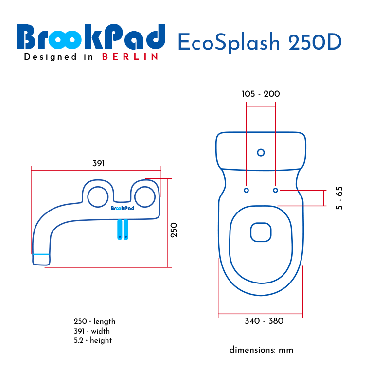 Toilet Water Shower Attachment EcoSplash 250D
